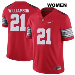 Women's NCAA Ohio State Buckeyes Marcus Williamson #21 College Stitched 2018 Spring Game Authentic Nike Red Football Jersey HA20B86GU